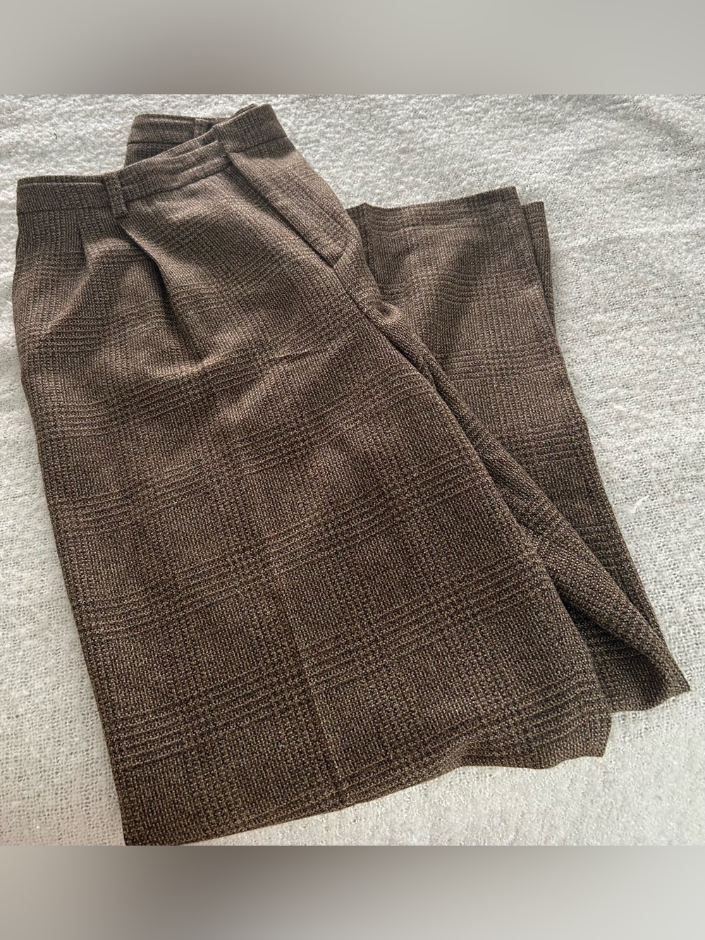 Ellen Tracy Brown Tweed Wool-Cashmere Trousers